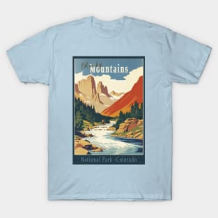 Rocky Mountains National Park Vintage Travel Poster T-Shirt